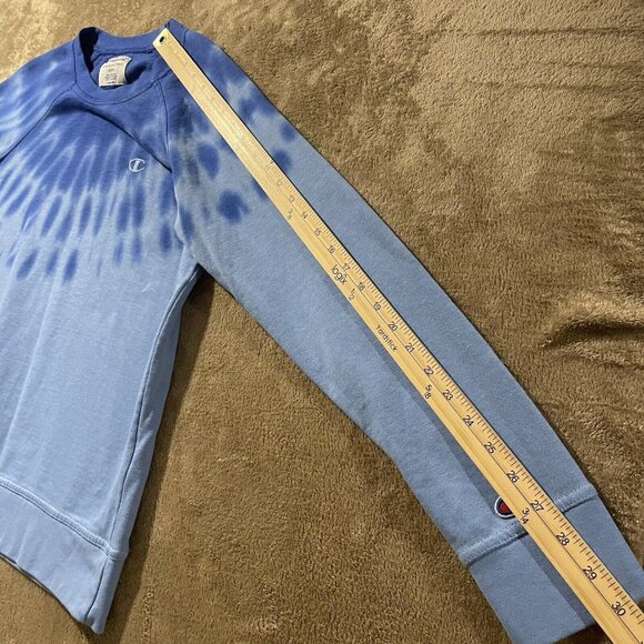 Champion Sweatshirt Womens Size Medium Blue Tie Dye Crewneck Long Sleeve Shirt - Picture 9 of 9